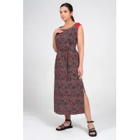 Платье Alani 2354 черный+красный и белый