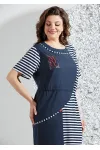 Платье Mira Fashion 5553 синий+белая полоска