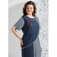 Платье Mira Fashion 5553 синий+белая полоска
