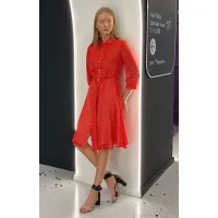Платье I3I Fashion 102/2 красное в белый горошек