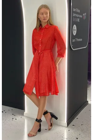 Платье I3I Fashion 102/2 красное в белый горошек