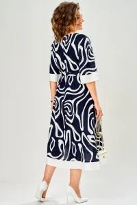 Платье Карина Делюкс М-1245 синий+белый