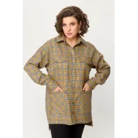 Блузка Avenue 0342 клетка: темно-песочный фон, синяя и бордовая клетка