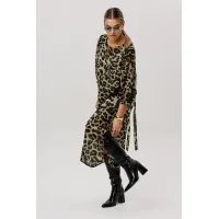 Платье Anelli 1733 Зеленый леопард