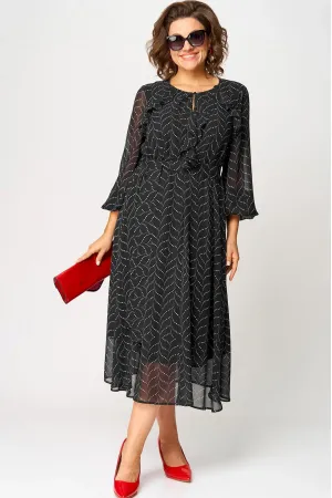 Платье Eva Grant 7177 яерный +принт бусины