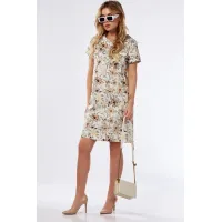 Платье Lady Style Classic 1819/2 Бежевый с оливковым