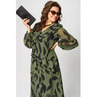Платье Eva Grant 7122A принт олива Платье Eva Grant 7122A принт олива