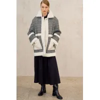 Пальто Lokka 1725 серый/белый/клетка