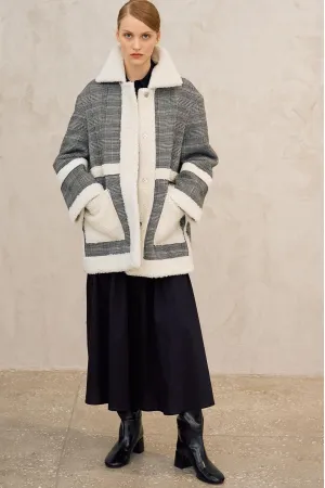 Пальто Lokka 1725 серый/белый/клетка