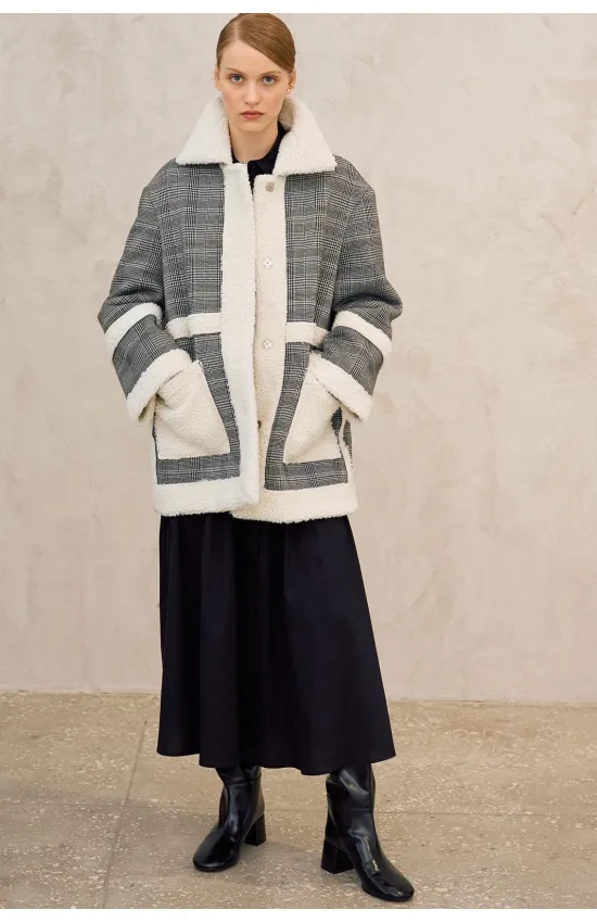 Пальто Lokka 1725 серый/белый/клетка