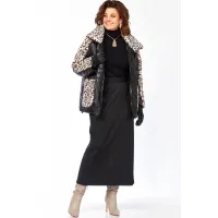 Куртка Lady Secret 7294 черный+леопардовый мех