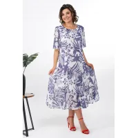 Платье Alani 2373 белый + фиолетовый