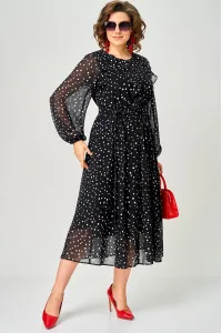 Платье Eva Grant 7177C черный в мелкий горох