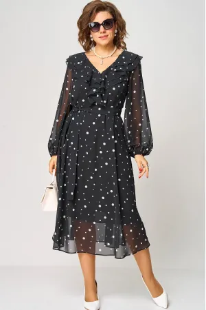 Платье Eva Grant 7297В черный в белый горох