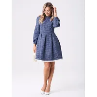 Платье Your Size 2268/164 Синий с добавлением бежевых нитей