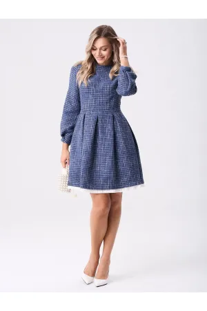 Платье Your Size 2268/164 Синий с добавлением бежевых нитей