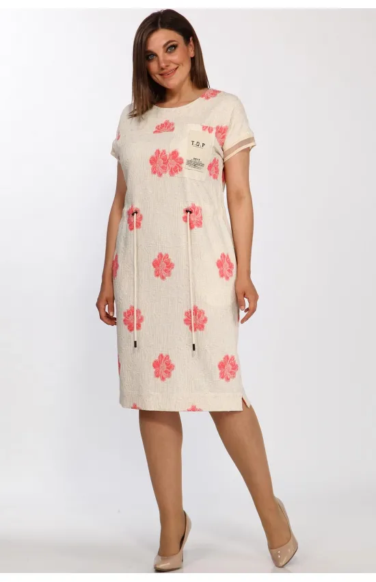 Платье Lady Style Classic 2277/3 Молочный с коралловым