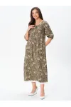 Платье Your Size 2254/164 Цветочный принт на темно-оливковом