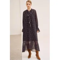 Платье Lokka 1681Т черный/принт цветы