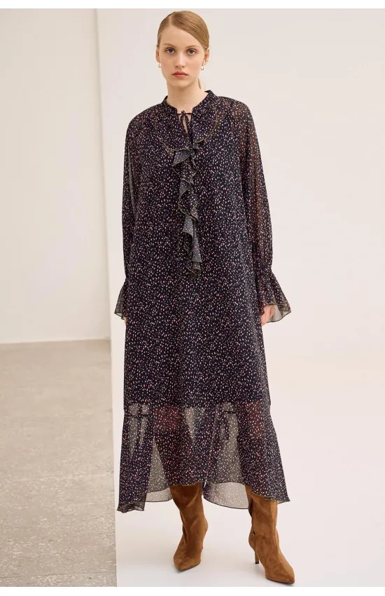 Платье Lokka 1681Т черный/принт цветы