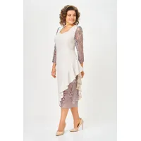 Платье Mira Fashion 5654 молочный+кружево