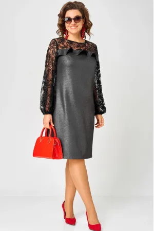 Платье Eva Grant 7284C графит+черный