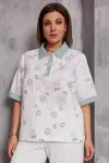 Блузка Begimoda 4132 шалфей на белом