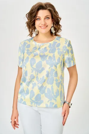 Майка Swallow 917 лимонный принт, «голубые цветы»
