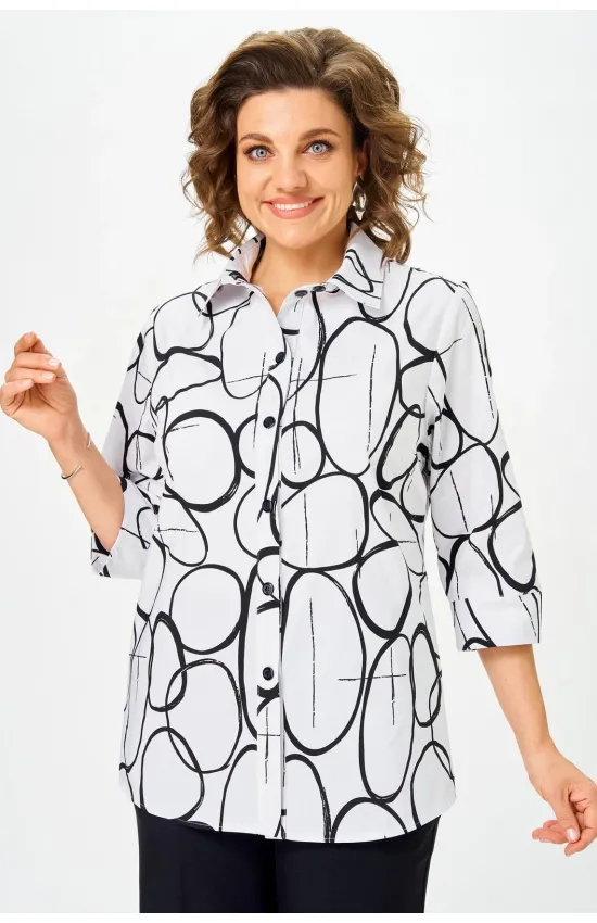 Блузка Белэльстиль 877-326 белый+черный