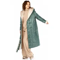 Пальто Диамант 1893 бежево-зелёный