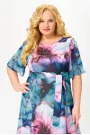 Платье Swallow 827 бирюзово-розовые цветы