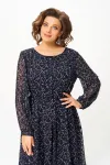Платье Swallow 881 тёмно-синий, принт «белые веточки»