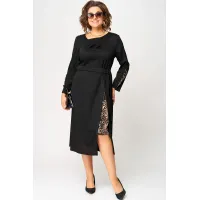 Платье Eva Grant 7220Б черный+принт капучино Платье Eva Grant 7220Б черный+принт капучино