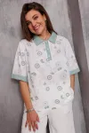 Блузка Begimoda 4132 шалфей на белом