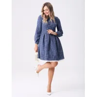 Платье Your Size 2268/164 Синий с добавлением бежевых нитей