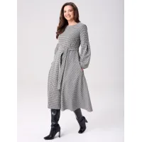 Платье Your Size 2269/170 Черно-белый в «гусиную лапку»