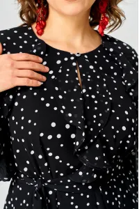 Платье Eva Grant 7177C черный в мелкий горох