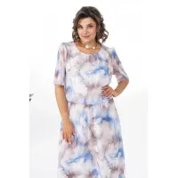 Платье Alani 2370 белый+голубой+бежевый
