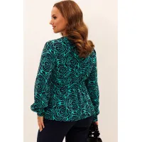 Блузка Лиона-Стиль 957 темно-синий+бирюза