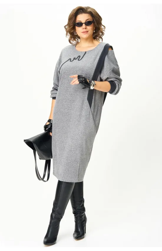 Платье Карина Делюкс М-1402 серый
