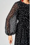 Платье Eva Grant 7177C черный в мелкий горох