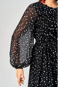 Платье Eva Grant 7177C черный в мелкий горох