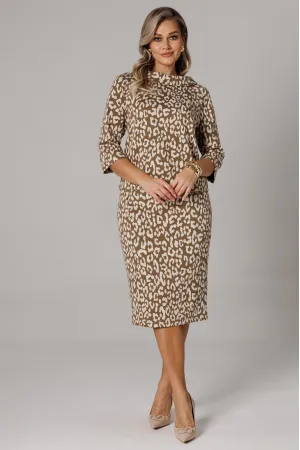 Платье Anastasia 1303 кофейный (анималистический принт)