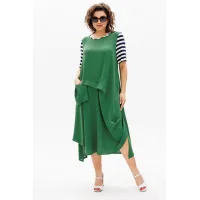 Платье Michel Chic 2178 зелёный+полоска