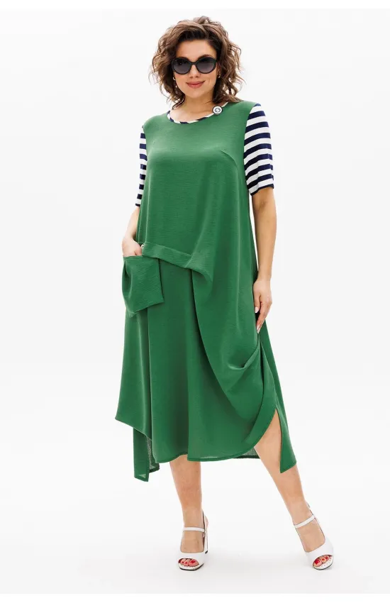 Платье Michel Chic 2178 зелёный+полоска