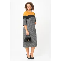 Платье Michel Chic 2188 гусиная лапка+горчица