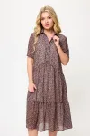 Платье Talia Fashion 424 геометрический принт в черно- коричневых тонах.
