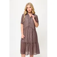 Платье Talia Fashion 424 геометрический принт в черно- коричневых тонах. Платье Talia Fashion 424 геометрический принт в черно- коричневых тонах.