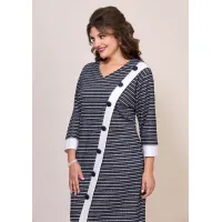 Платье Mira Fashion 5581 серый+белый