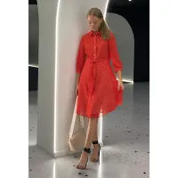 Платье I3I Fashion 102/2 красное в белый горошек